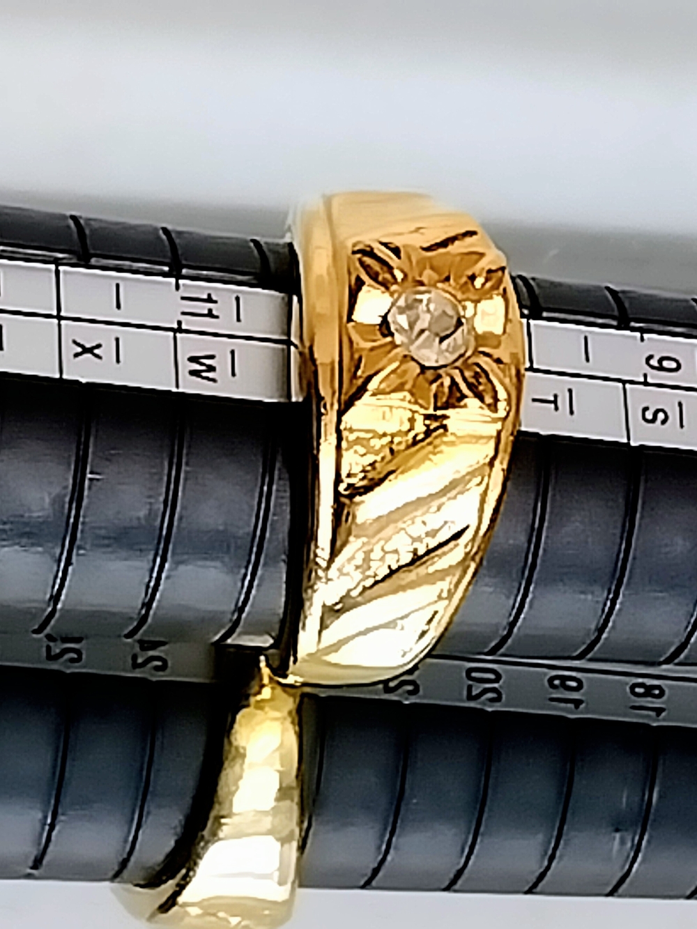 Gold Women’s Dome Band Ring with Clear Stone